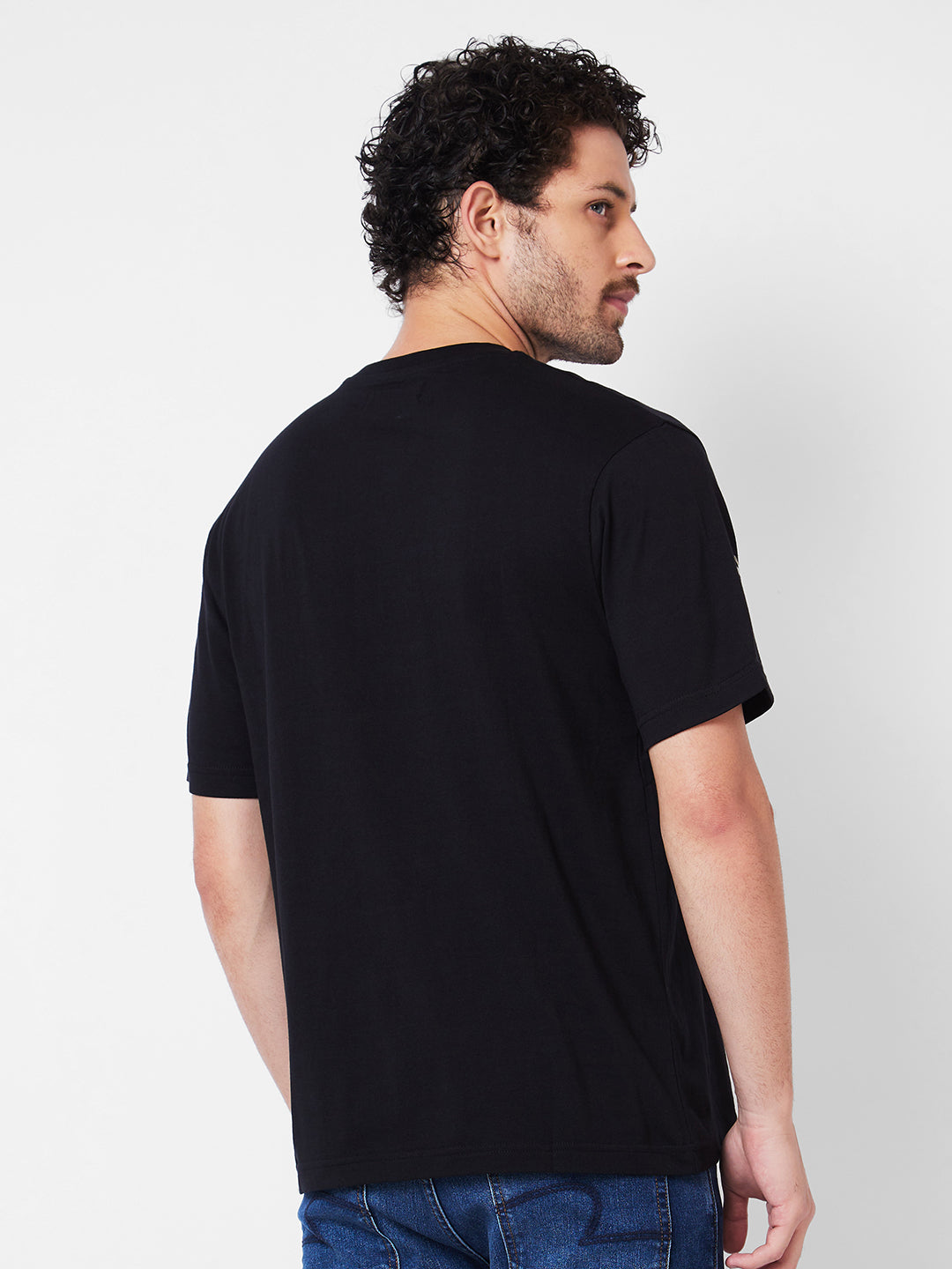 Spykar Polo Collar Half Sleeves Black T-Shirt  For Men