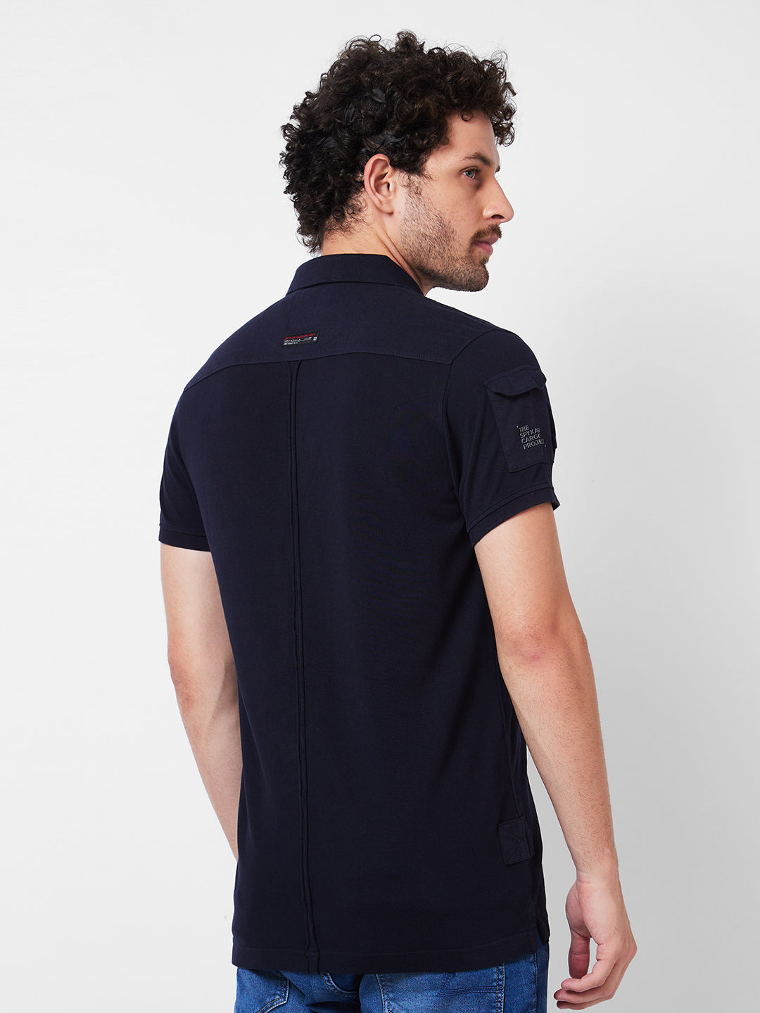 Spykar Polo Collar Half Sleeves Blue T-Shirt  For Men