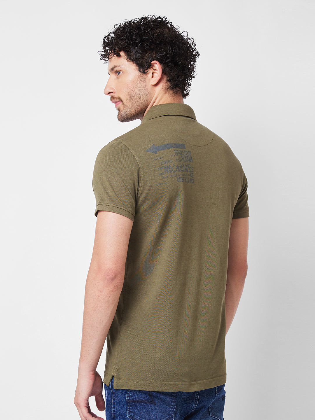 Spykar SLIM FIT Green Polo T-shirt  For Men