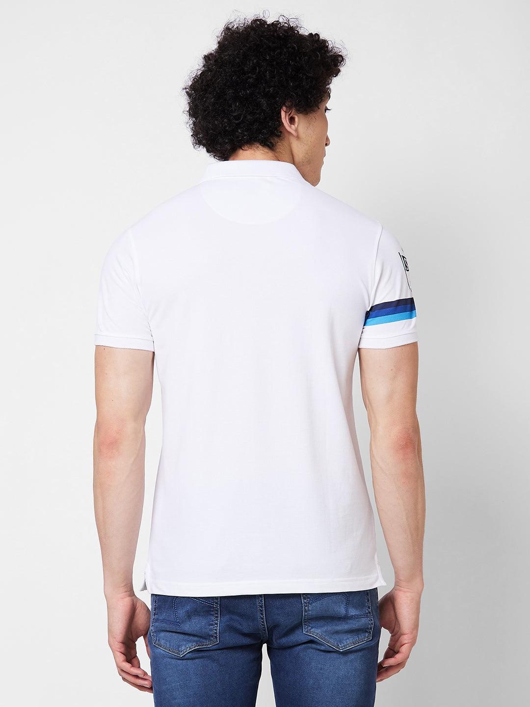 Spykar SLIM FIT White Polo T-shirt  For Men