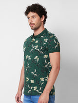 Spykar SLIM FIT Green Polo T-shirt  For Men