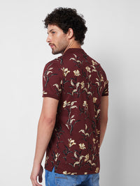 Spykar SLIM FIT Red Polo T-shirt  For Men