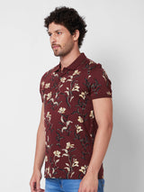 Spykar SLIM FIT Red Polo T-shirt  For Men