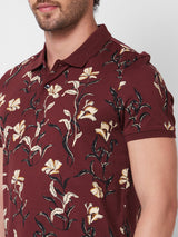 Spykar SLIM FIT Red Polo T-shirt  For Men