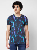 Spykar ROUND NECK HALF SLEEVES Black T-shirt  For Men
