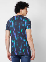 Spykar ROUND NECK HALF SLEEVES Black T-shirt  For Men