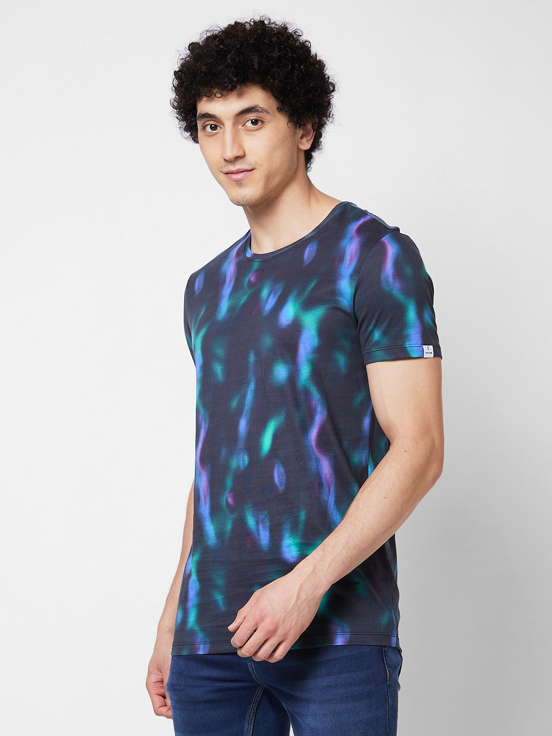 Spykar ROUND NECK HALF SLEEVES Black T-shirt  For Men