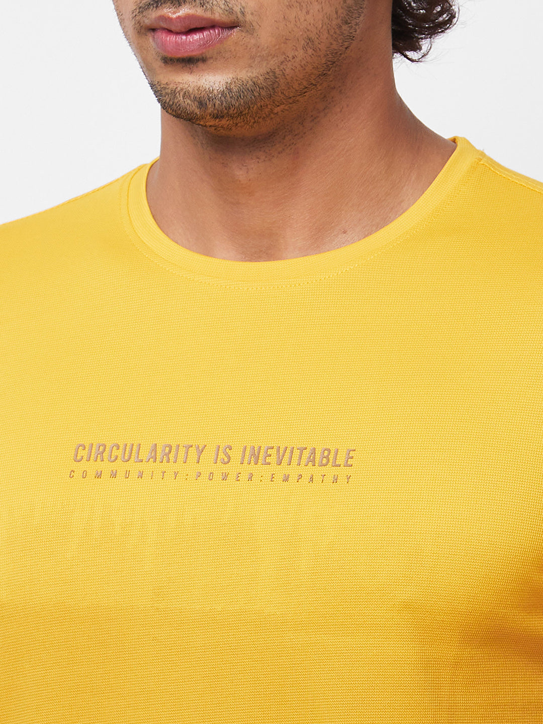 Spykar ROUND NECK HALF SLEEVES Yellow T-shirt  For Men