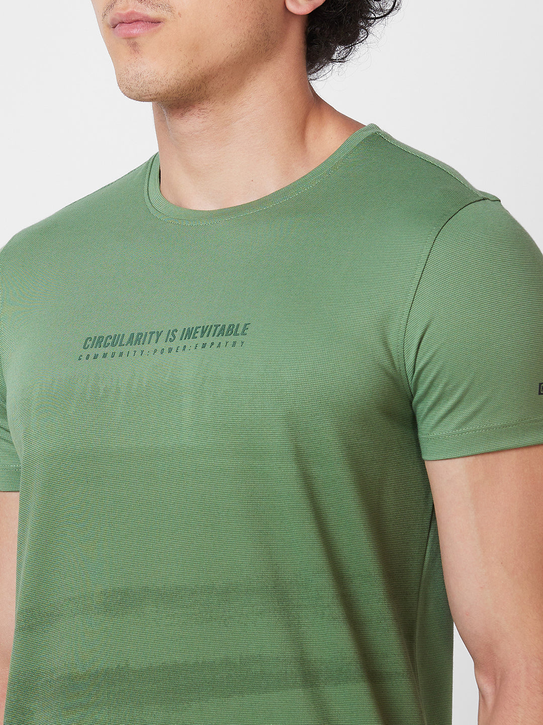 Spykar ROUND NECK HALF SLEEVES Green T-shirt  For Men