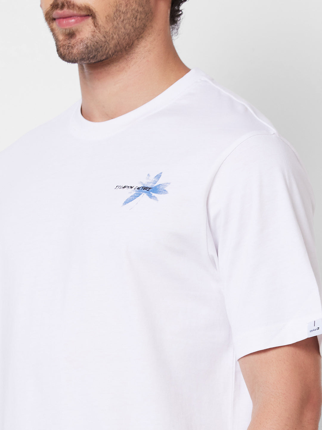 Spykar ROUND NECK HALF SLEEVES White T-shirt  For Men