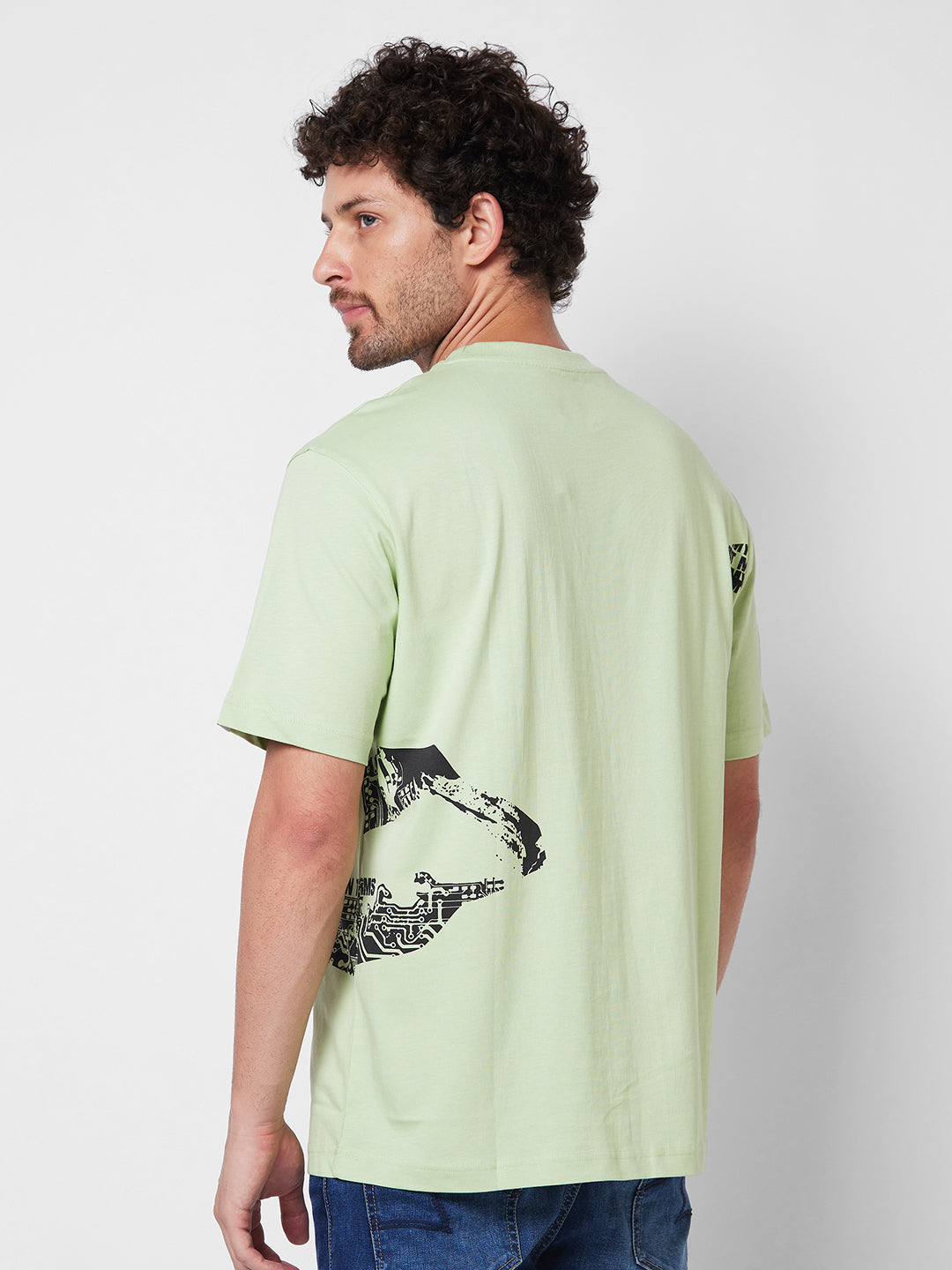 Spykar ROUND NECK HALF SLEEVES Green T-shirt  For Men