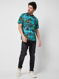 Spykar ROUND NECK HALF SLEEVES Green T-shirt  For Men