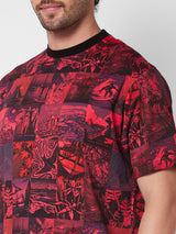 Spykar ROUND NECK HALF SLEEVES Red T-shirt  For Men