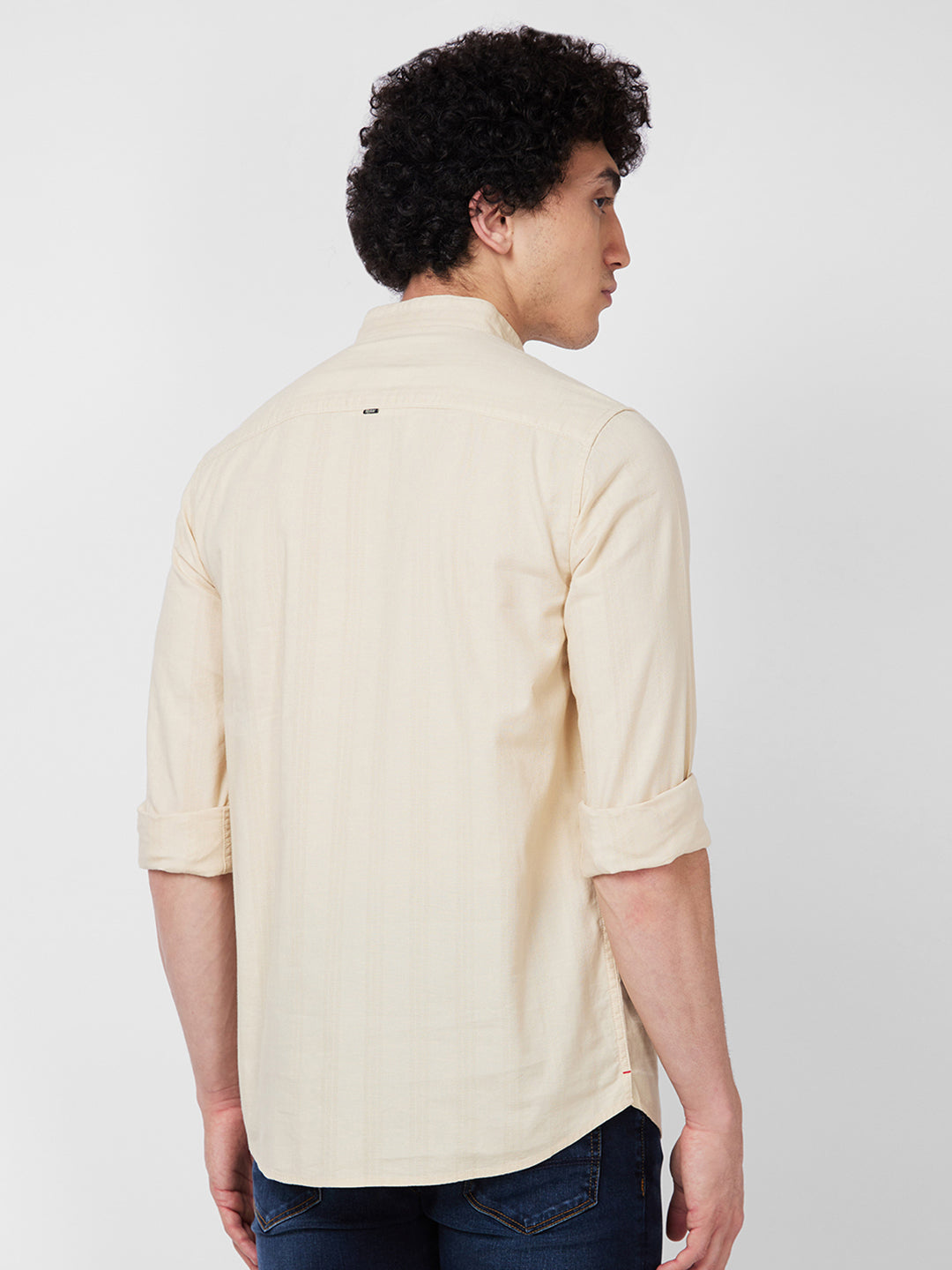 Spykar Beige SOLID FULL SLEEVE Shirt For Men