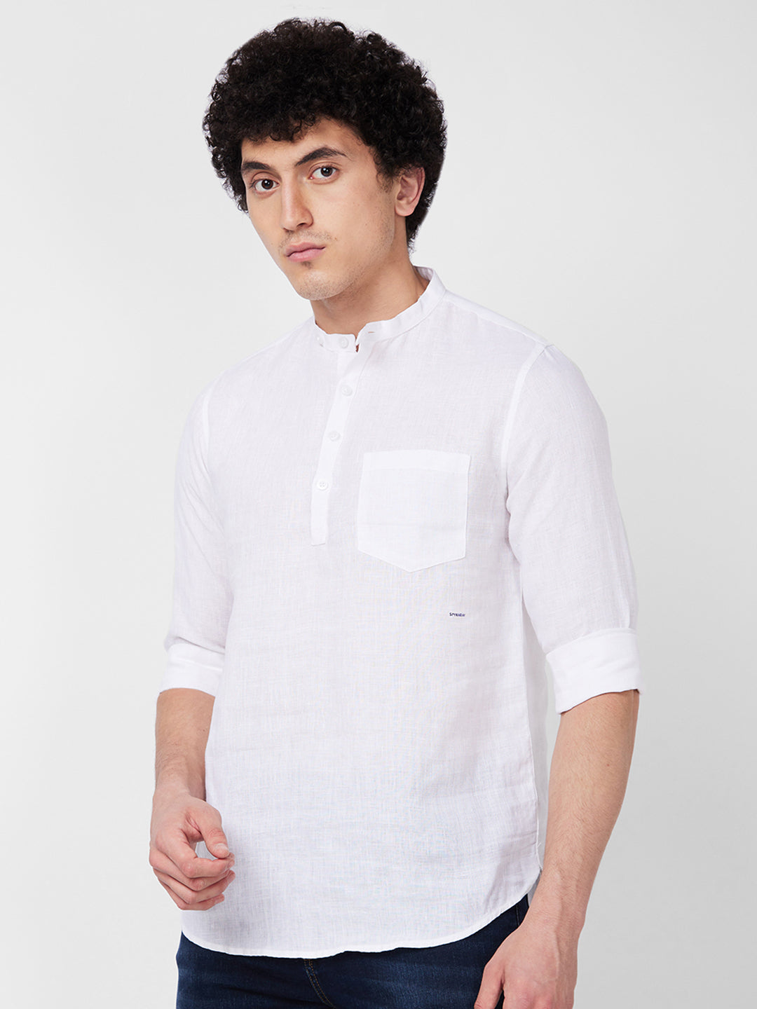 Spykar White SOLID FULL SLEEVE Shirt For Men