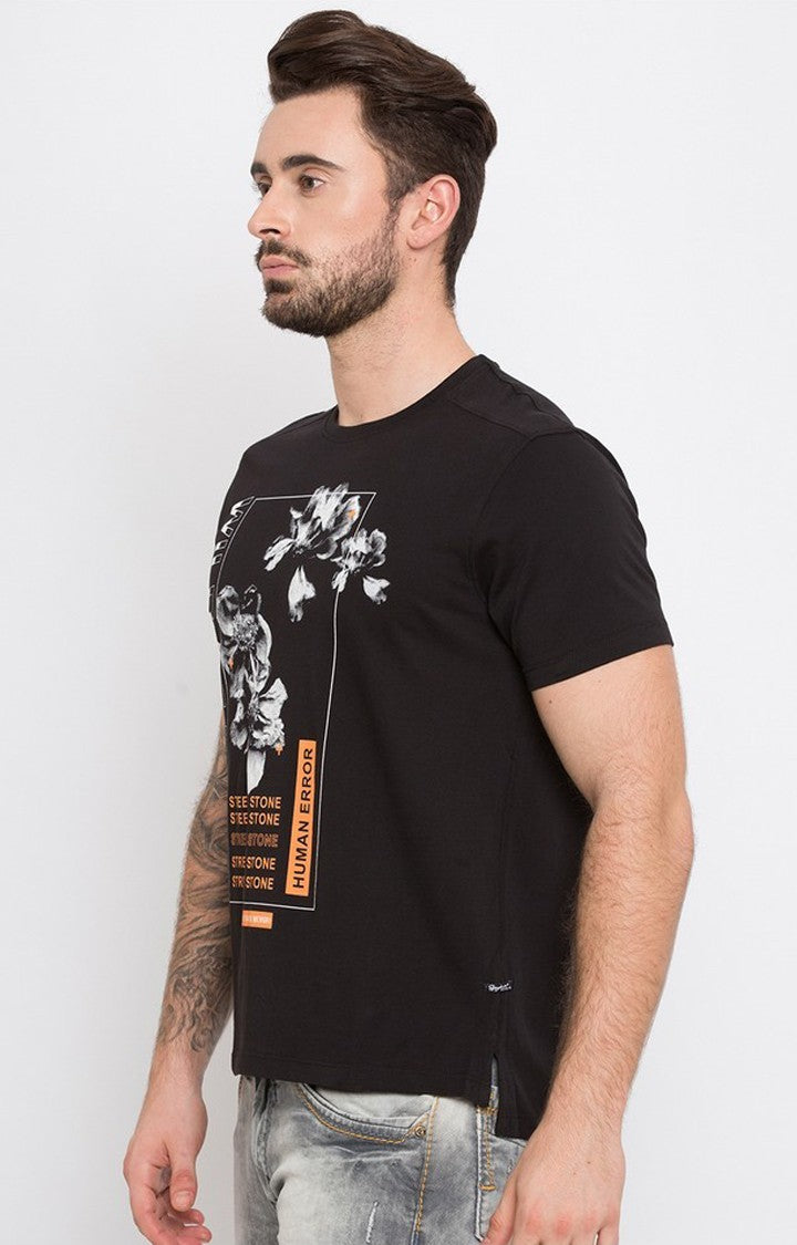 Spykar Brown Printed Slim Fit Men T-Shirts