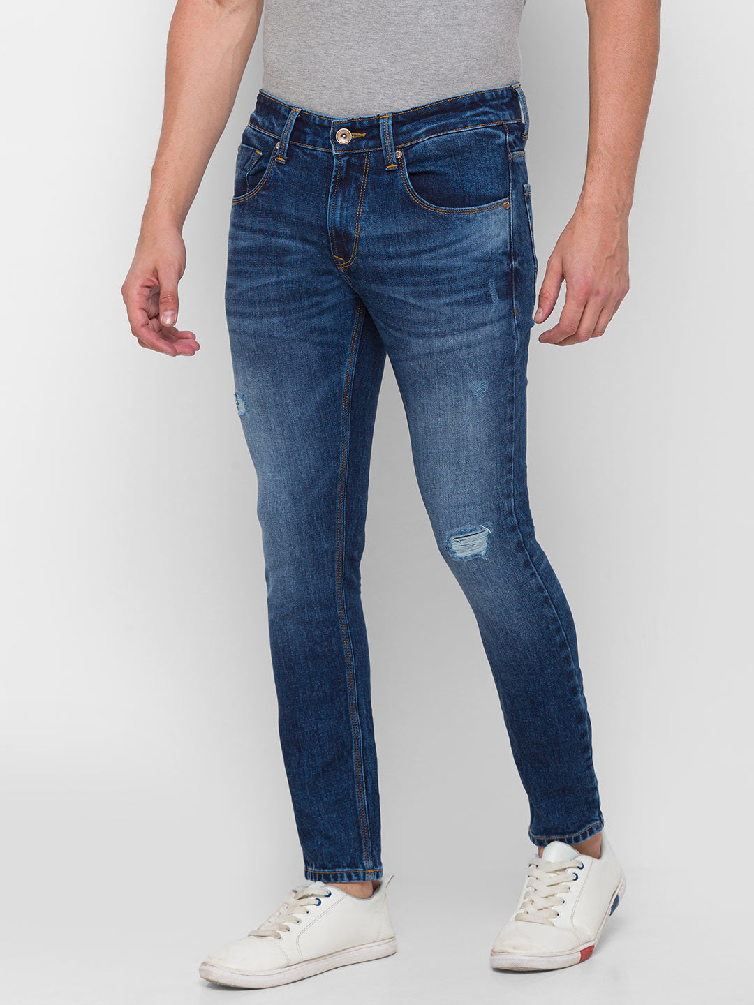 Spykar Men Blue Cotton Slim Fit Tapered Length Jeans (Kano)