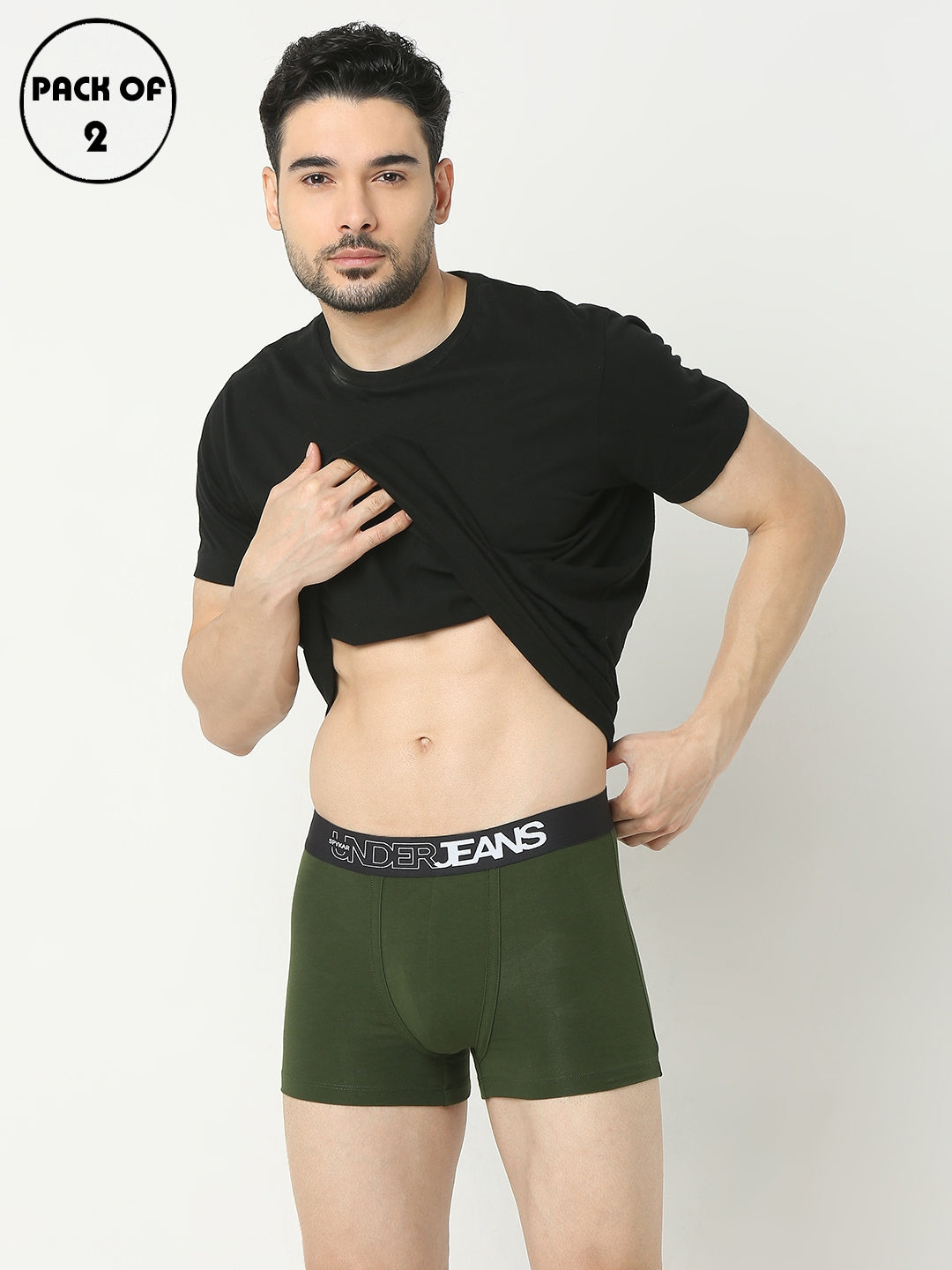 Underjeans By Spykar Men Premium Olive Trunk Pack Of 2