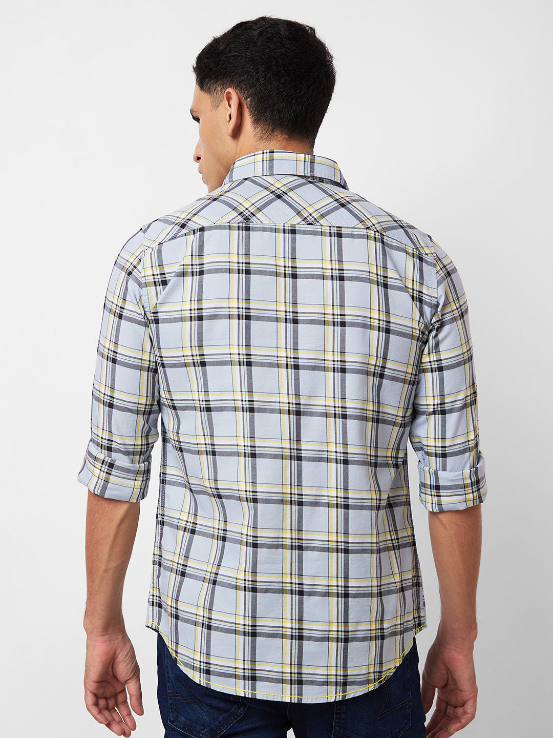 Spykar Grey Checked Shirt For Men