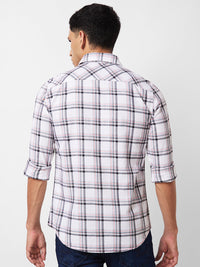 Spykar White Checked Shirt For Men