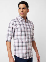 Spykar White Checked Shirt For Men