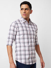 Spykar White Checked Shirt For Men