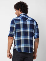 Spykar Grey CHECKED FULL SLEEVE Shirt For Men