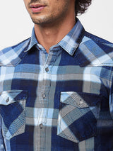 Spykar Grey CHECKED FULL SLEEVE Shirt For Men