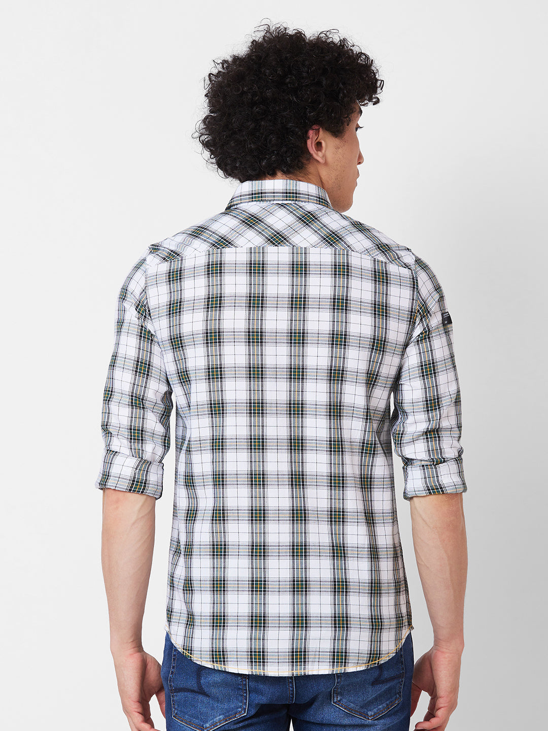 Spykar Green CHECKED FULL SLEEVE Shirt For Men