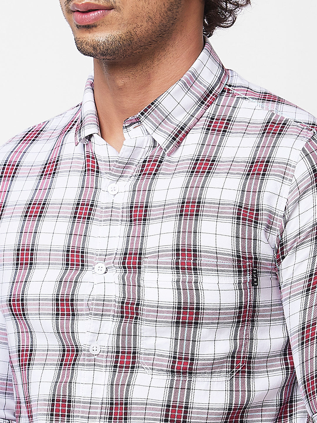 Spykar Red CHECKED FULL SLEEVE Shirt For Men