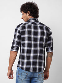 Spykar Black CHECKED FULL SLEEVE Shirt For Men