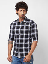 Spykar Black CHECKED FULL SLEEVE Shirt For Men