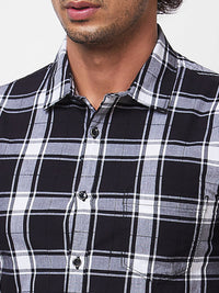 Spykar Black CHECKED FULL SLEEVE Shirt For Men