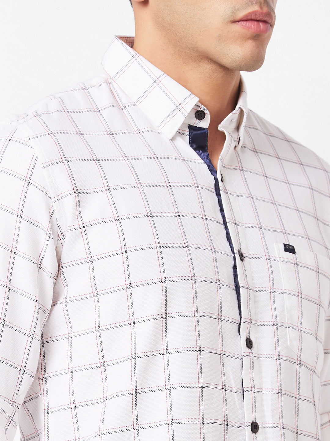 Spykar White Checked Shirt For Men