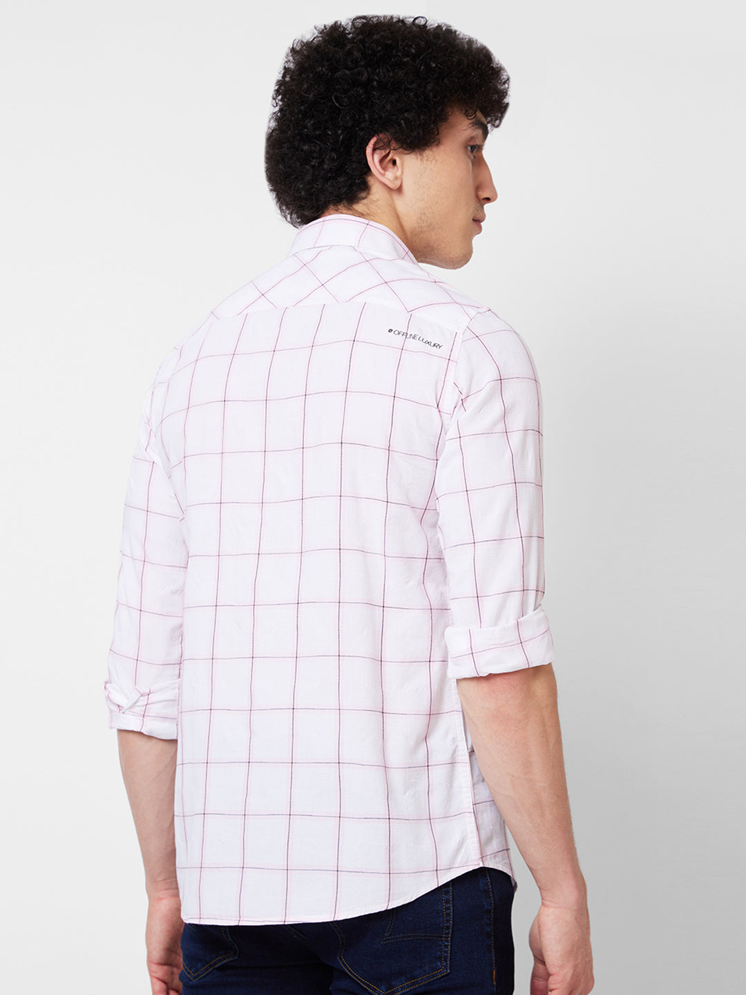 Spykar Pink CHECKED FULL SLEEVE Shirt For Men