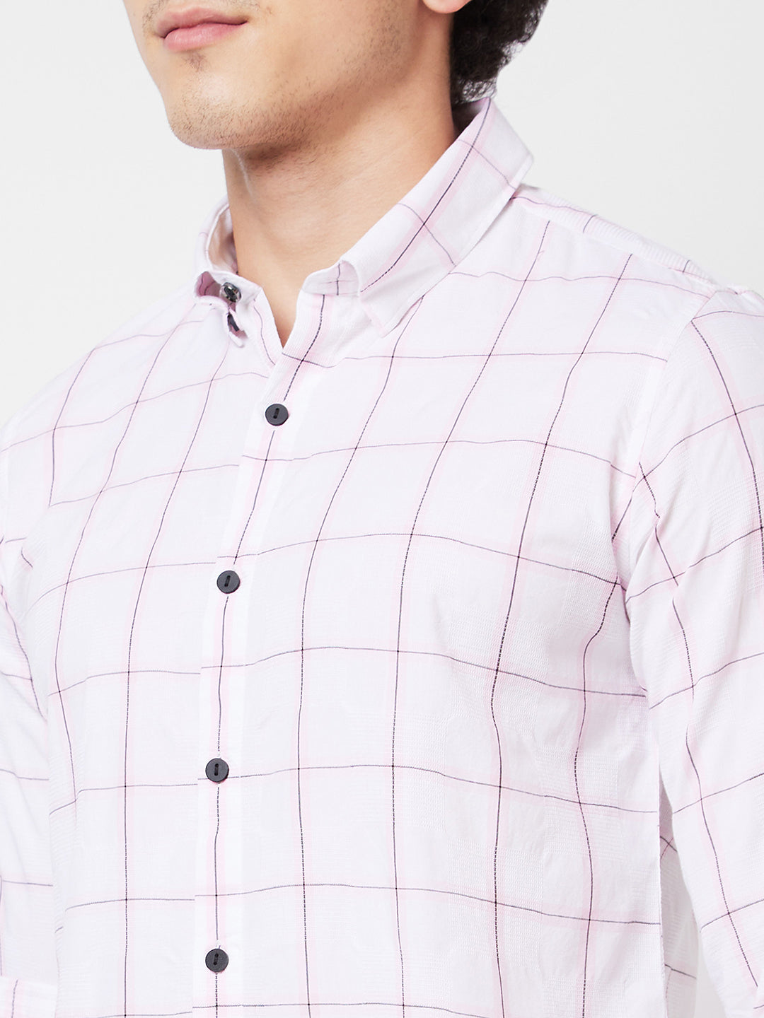 Spykar Pink CHECKED FULL SLEEVE Shirt For Men