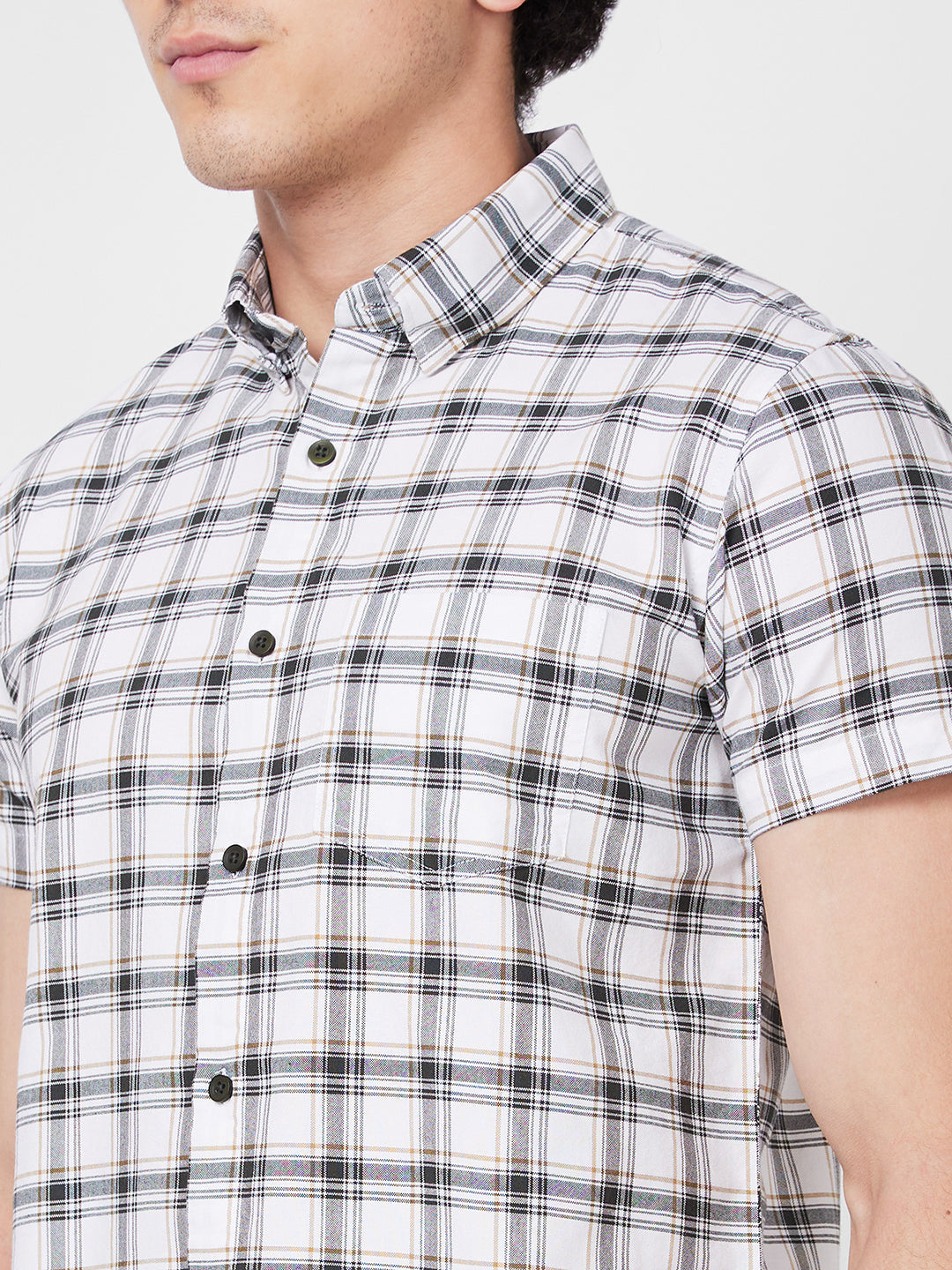 Spykar Green CHECKED HALF SLEEVE Shirt For Men