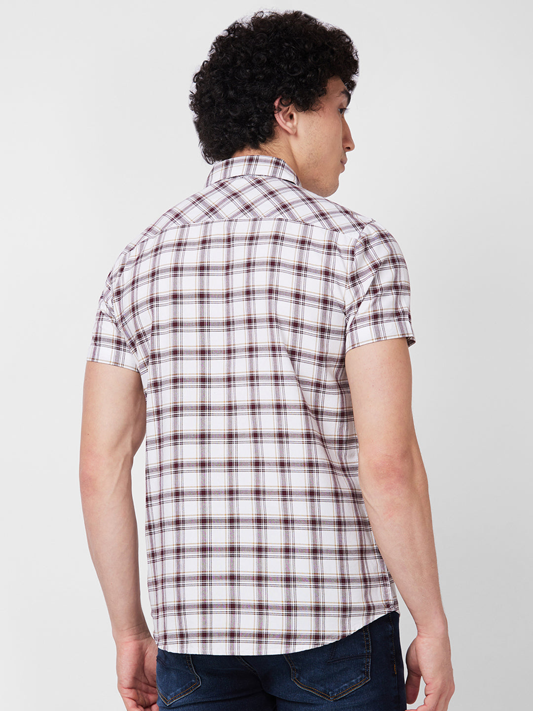 Spykar Red CHECKED HALF SLEEVE Shirt For Men