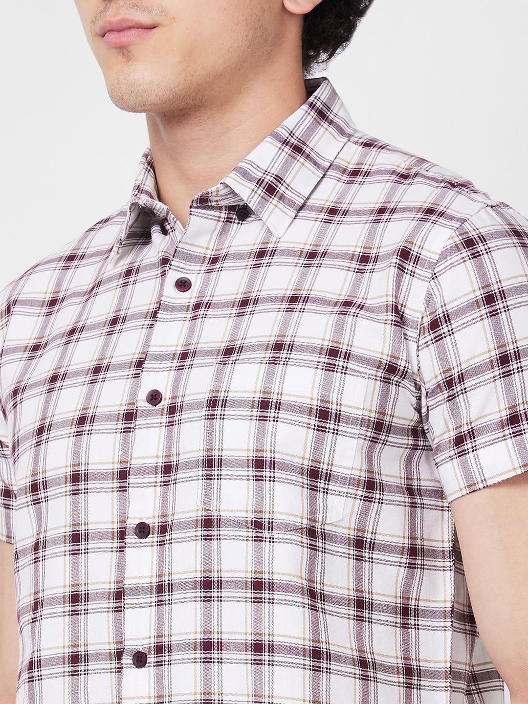 Spykar Red CHECKED HALF SLEEVE Shirt For Men