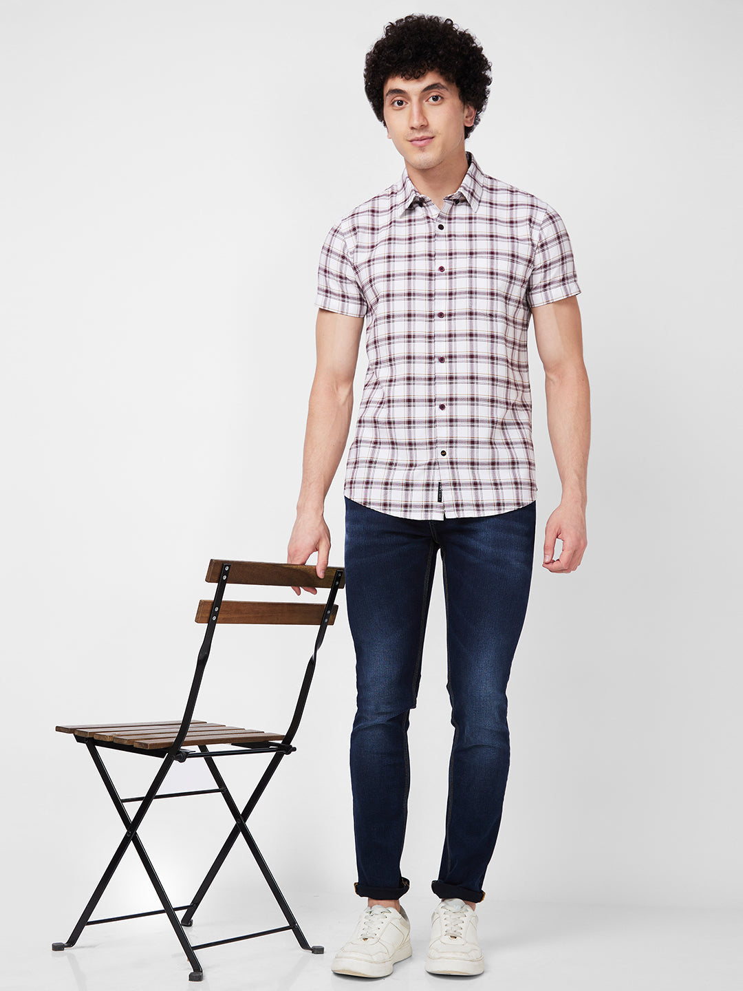 Spykar Red CHECKED HALF SLEEVE Shirt For Men