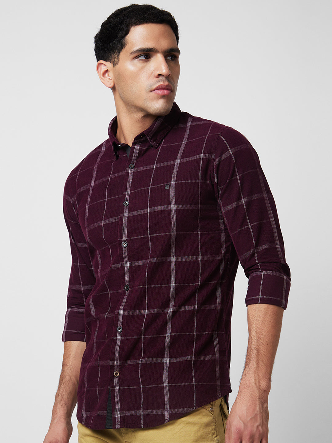 Spykar Red Checked Shirt For Men