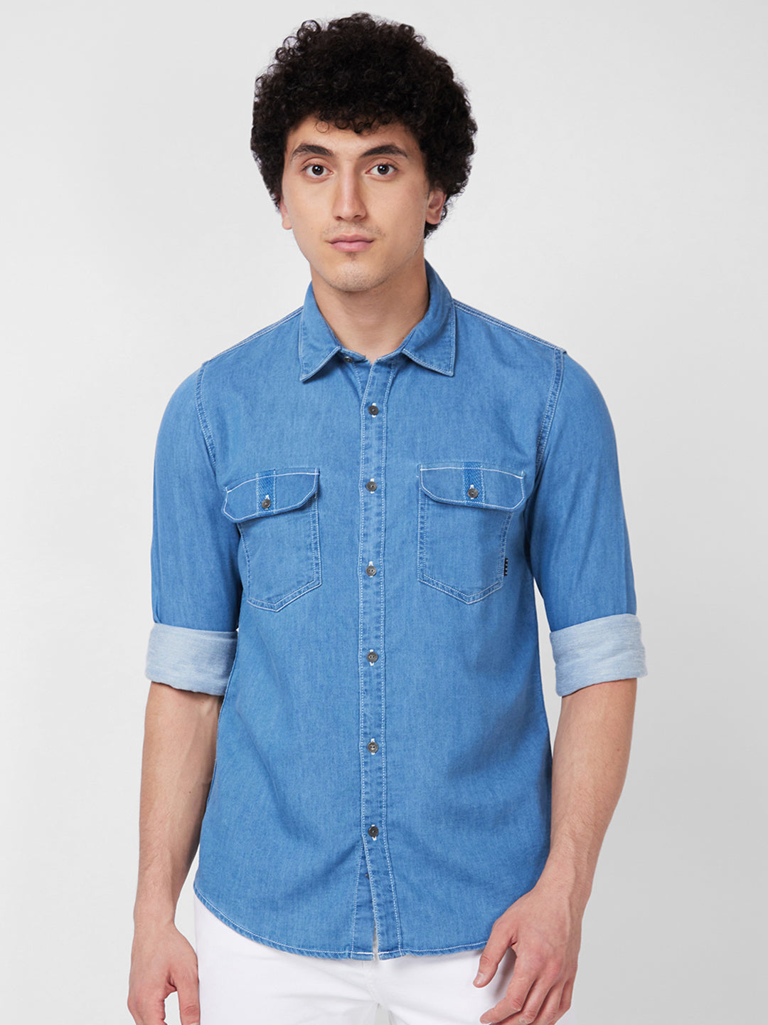 Spykar Blue Indigo Shirt For Men