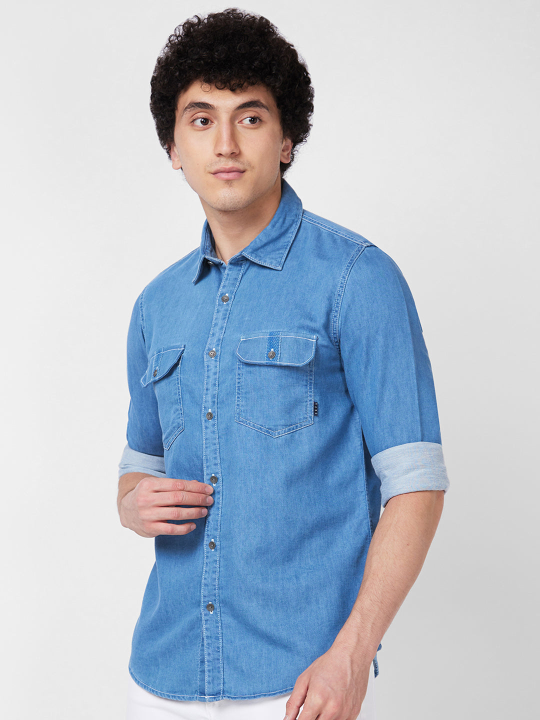 Spykar Blue Indigo Shirt For Men