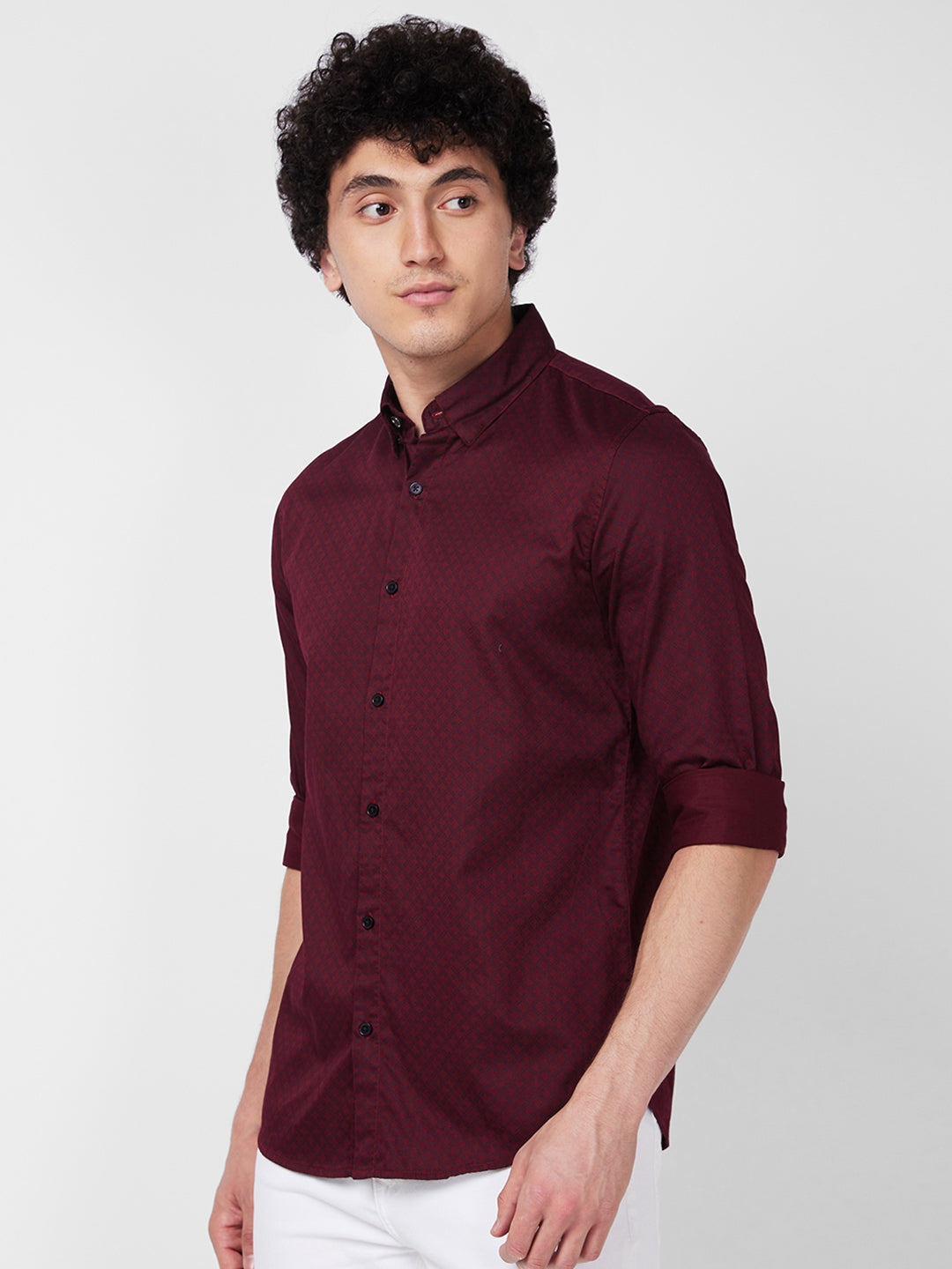 Spykar Red PRINTED FULL SLEEVE Shirt For Men