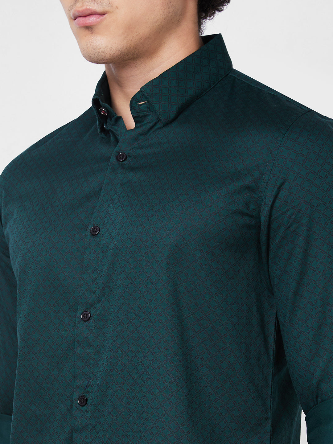 Spykar Green PRINTED FULL SLEEVE Shirt For Men