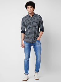 Spykar Black PRINTED FULL SLEEVE Shirt For Men