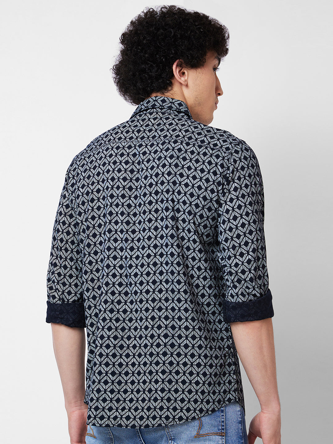 Spykar Black PRINTED FULL SLEEVE Shirt For Men