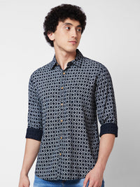 Spykar Black PRINTED FULL SLEEVE Shirt For Men