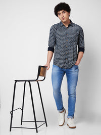 Spykar Black PRINTED FULL SLEEVE Shirt For Men