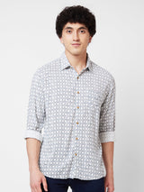 Spykar White PRINTED FULL SLEEVE Shirt For Men
